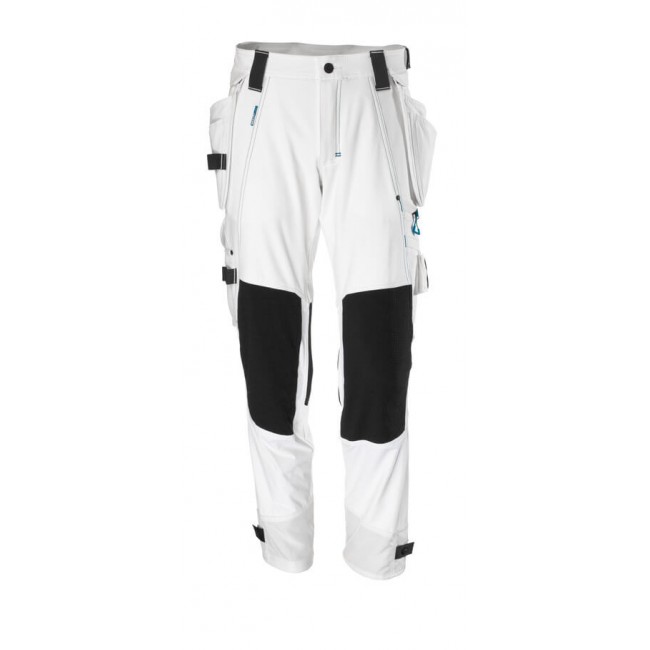 Trousers with kneepad pockets and holster pockets  white