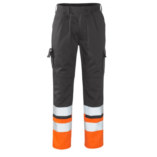 Trousers with kneepad pockets anthracite/hi-vis orange