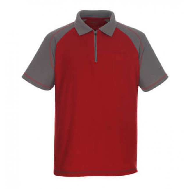 Polo Shirt with chest pocket red/anthracite