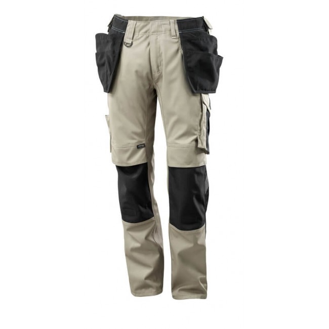 Trousers with kneepad pockets and holster pockets  light khaki/black