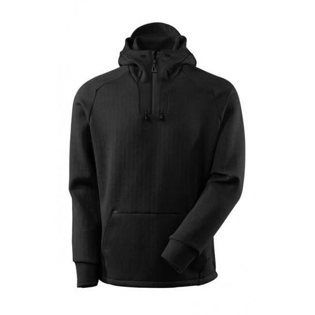 Hoodie with half zip black