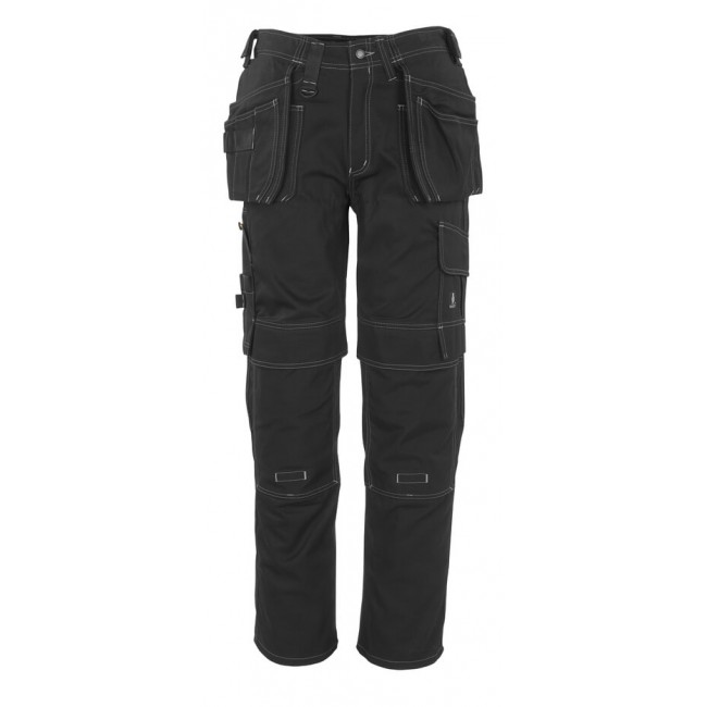 Trousers with kneepad pockets and holster pockets  black