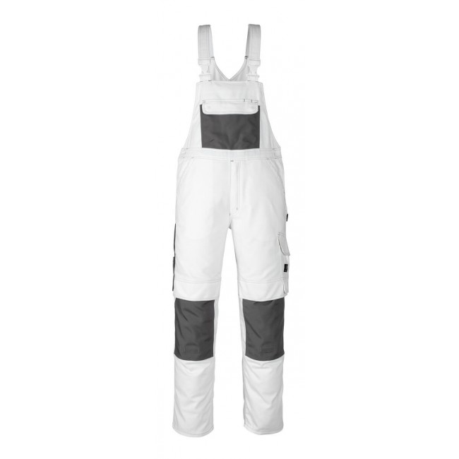 Bib & Brace with kneepad pockets white