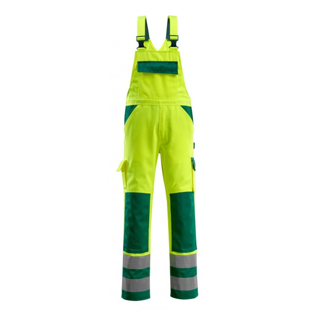 Bib & Brace with kneepad pockets hi-vis yellow/green