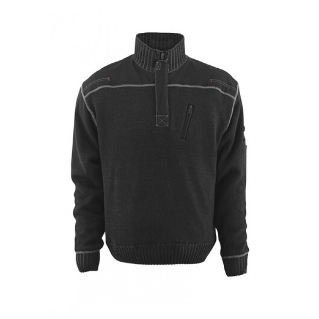 Knitted Jumper with half zip black