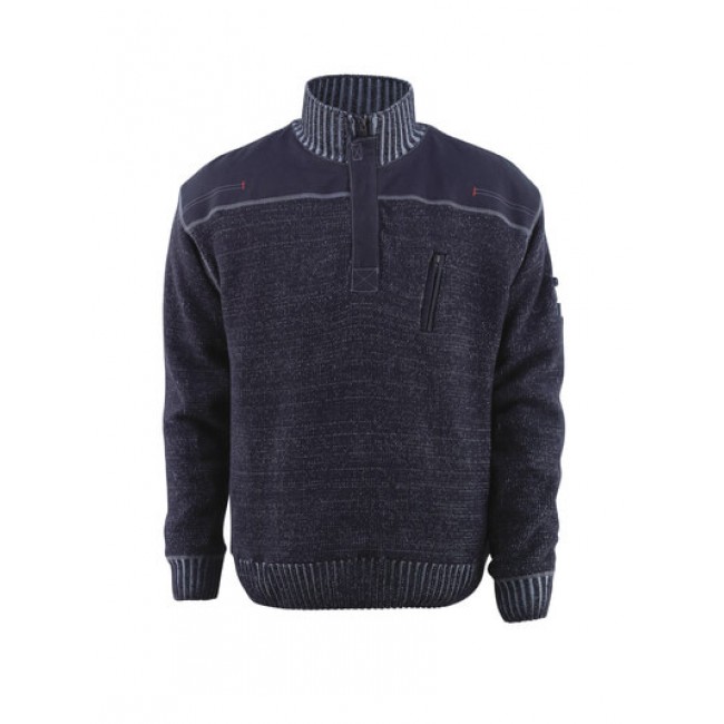 Knitted Jumper with half zip blue grey
