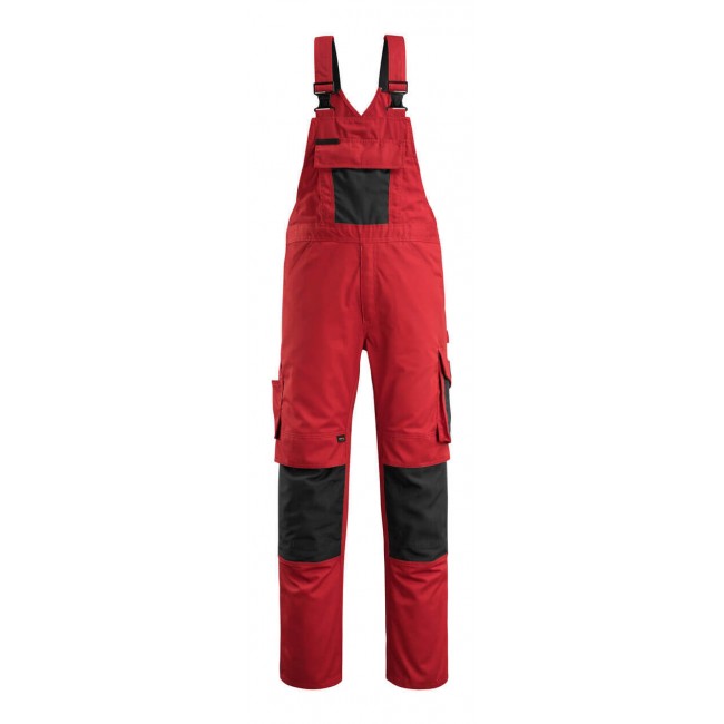 Bib & Brace with kneepad pockets red/black