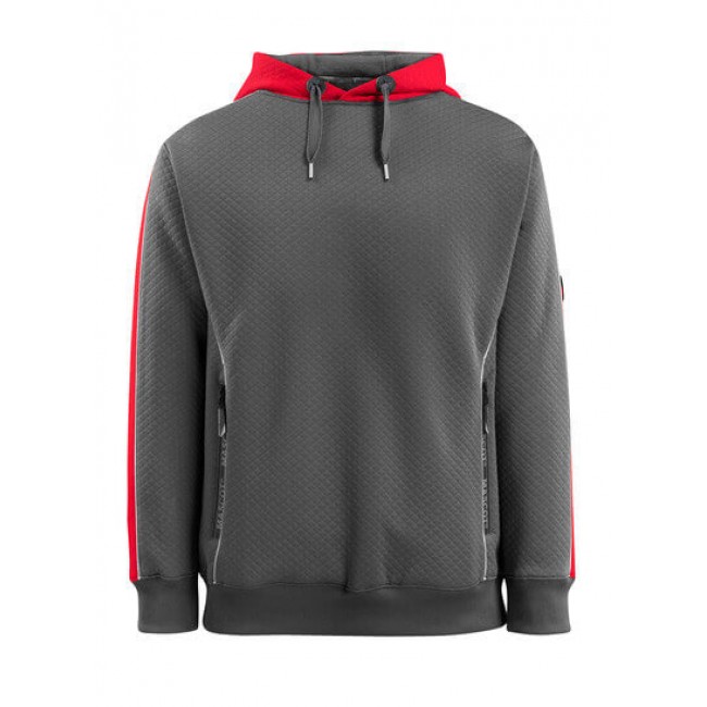 Hoodie dark anthracite/hi-vis red