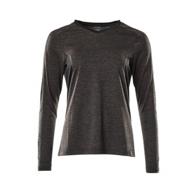 T-shirt, long-sleeved dark anthracite-flecked/black