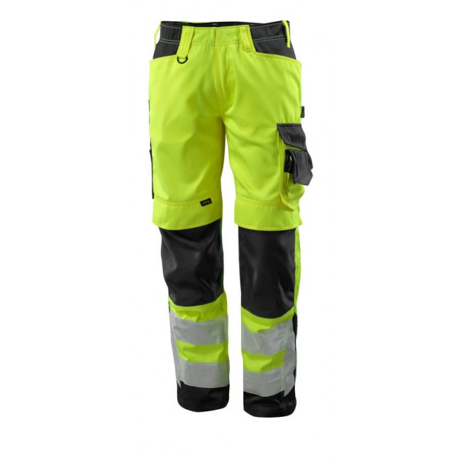 Trousers with kneepad pockets hi-vis yellow/black