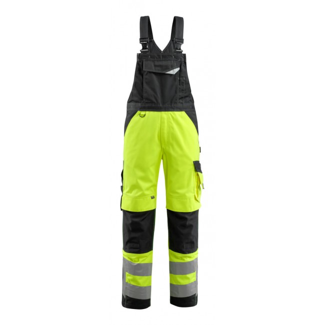 Bib & Brace with kneepad pockets hi-vis yellow/black