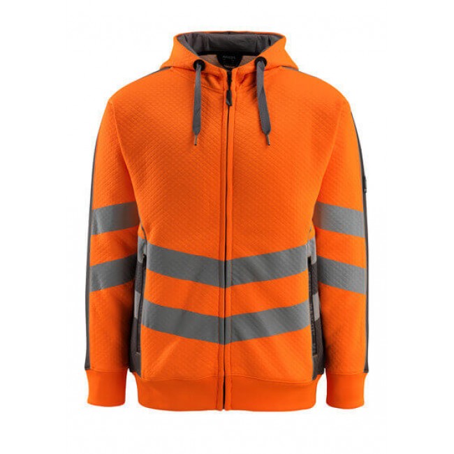 Hoodie with zipper hi-vis orange/dark anthracite