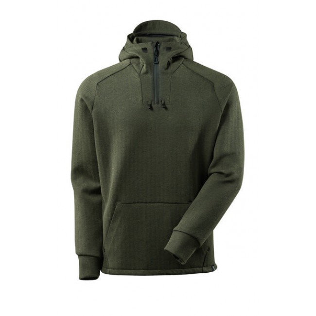 Hoodie with half zip moss green/black