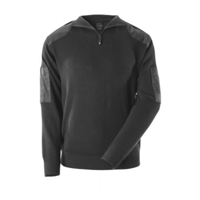Knitted Jumper with half zip black