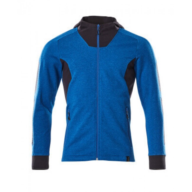 Hoodie with zipper azure blue/dark navy