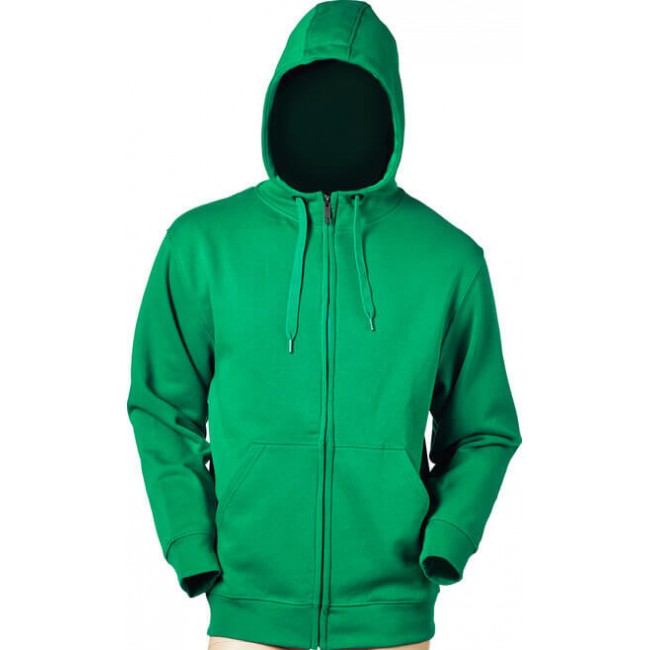 Hoodie with zipper grass green