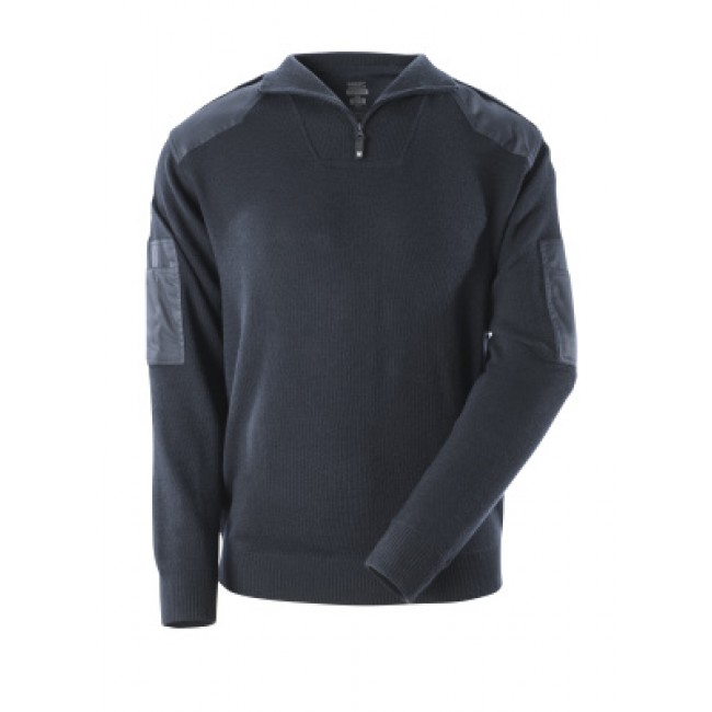 Knitted Jumper with half zip dark navy