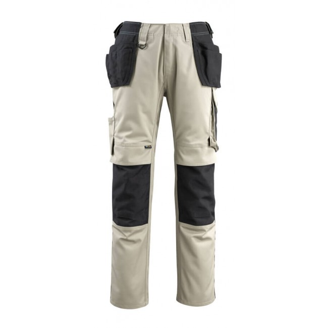 Trousers with kneepad pockets and holster pockets  light khaki/black