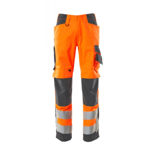 Trousers with kneepad pockets hi-vis orange/dark anthracite
