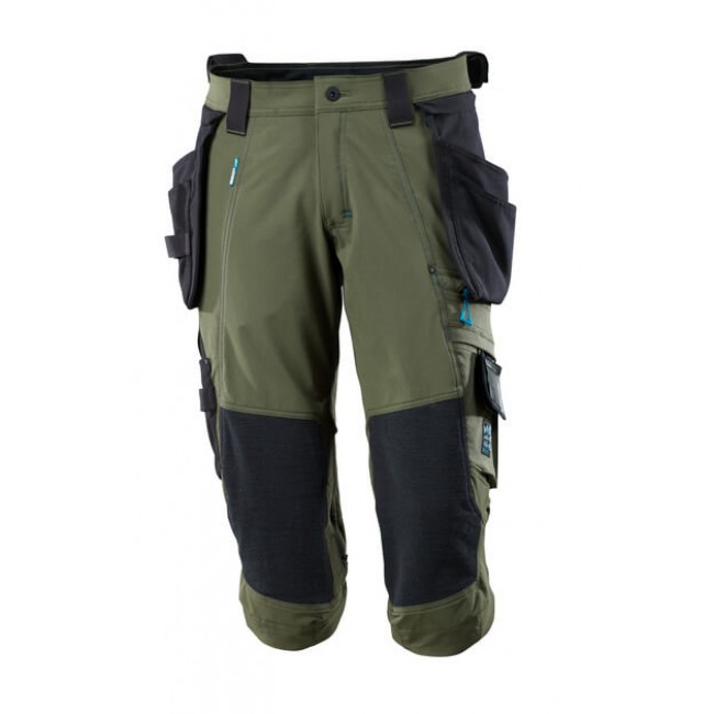 ¾ Length Trousers with kneepad pockets and holster pockets moss green