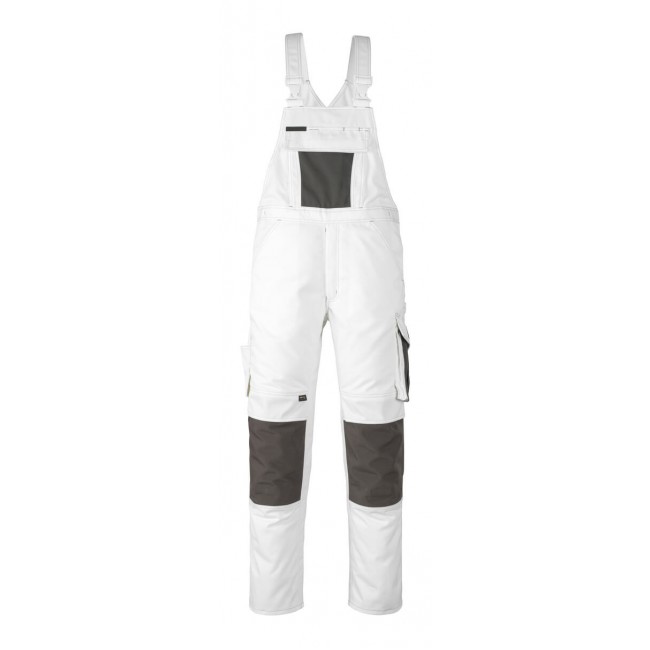 Bib & Brace with kneepad pockets white/dark anthracite
