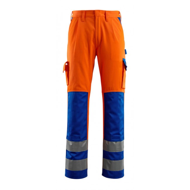 Trousers with kneepad pockets hi-vis orange/royal