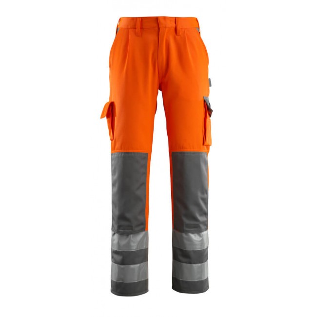 Trousers with kneepad pockets hi-vis orange/anthracite