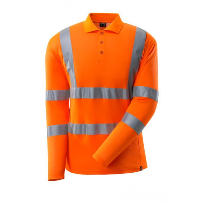 Polo Shirt, long-sleeved hi-vis orange