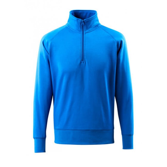 Sweatshirt with half zip azure blue