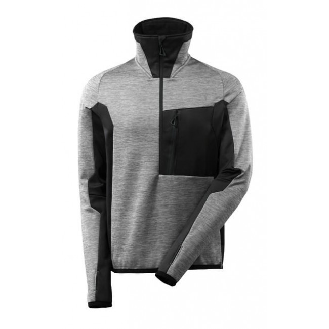 Fleece Jumper with half zip grey-flecked/black Fleece Jumper with half zip grey-flecked/black