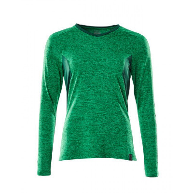 T-shirt, long-sleeved grass green-flecked/green