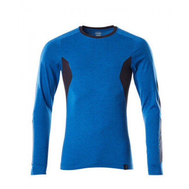 T-shirt, long-sleeved azure blue/dark navy