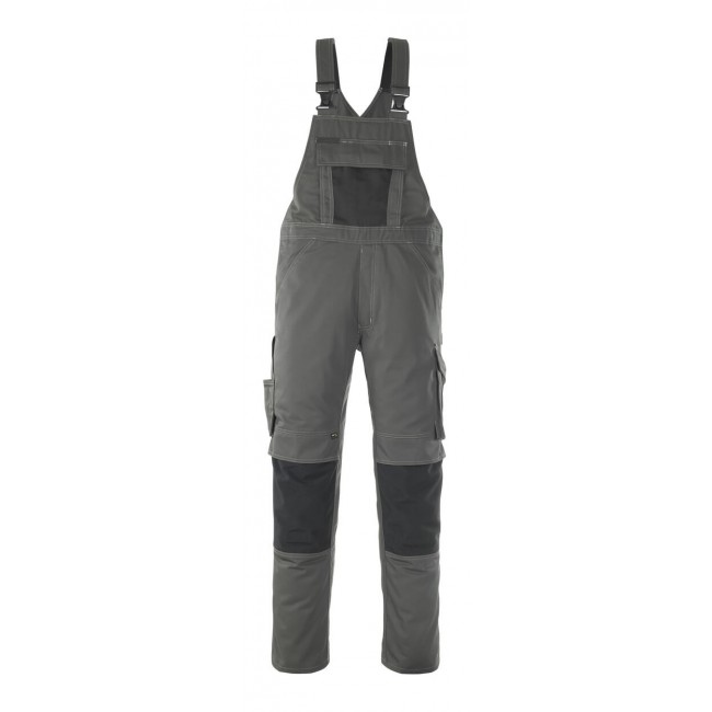 Bib & Brace with kneepad pockets dark anthracite/black