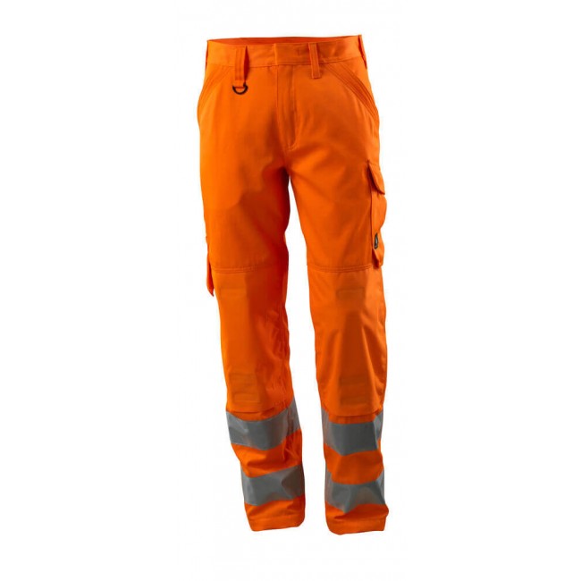 Trousers with kneepad pockets hi-vis orange