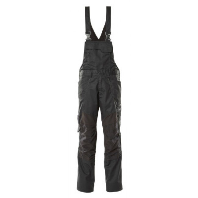 Bib & Brace with kneepad pockets black