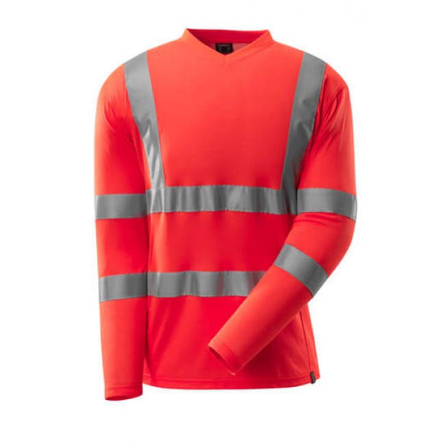 T-shirt, long-sleeved hi-vis red