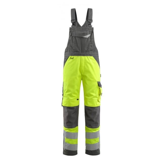 Bib & Brace with kneepad pockets hi-vis yellow/dark anthracite