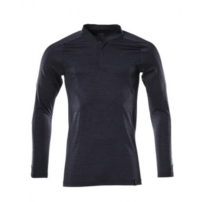 Polo Shirt, long-sleeved dark navy-flecked