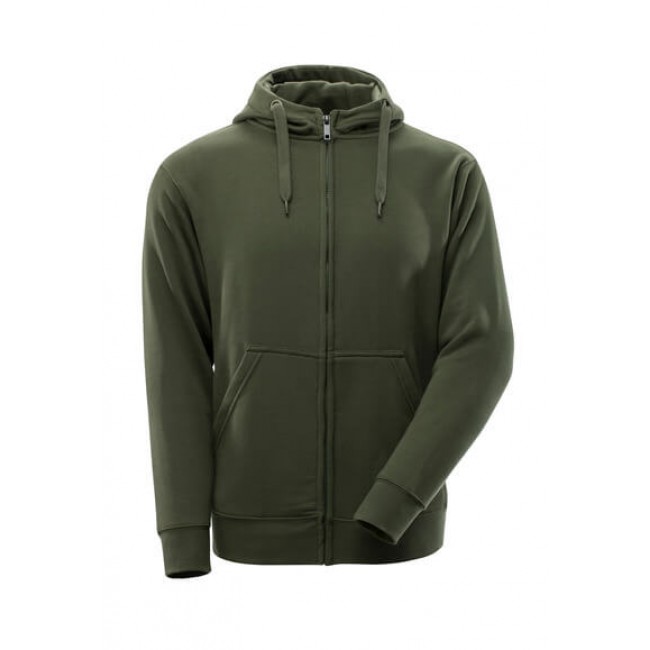 Hoodie with zipper moss green