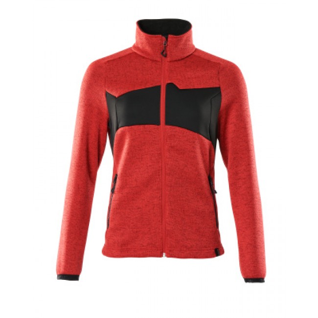 Knitted Jumper with zipper traffic red/black