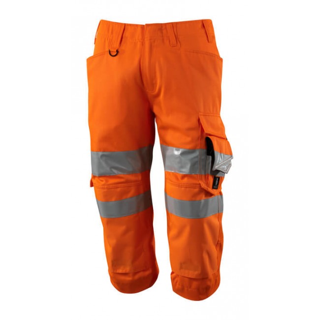 ¾ Length Trousers with kneepad pockets hi-vis orange