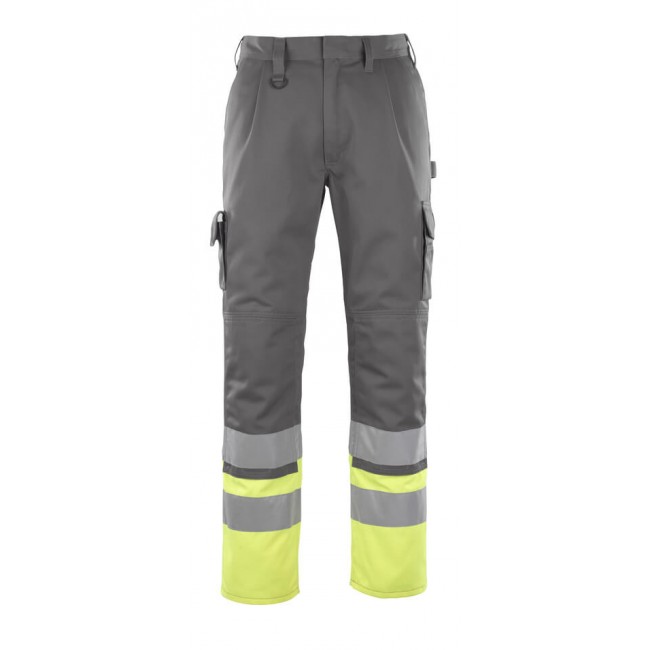 Trousers with kneepad pockets anthracite/hi-vis yellow
