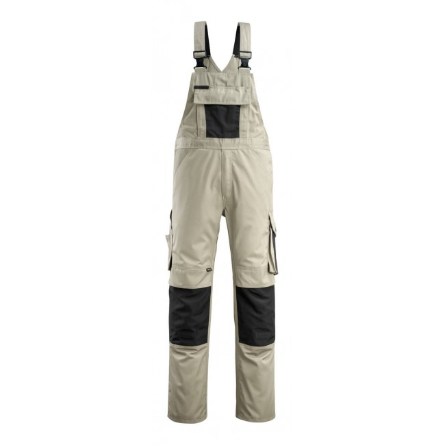 Bib & Brace with kneepad pockets light khaki/black