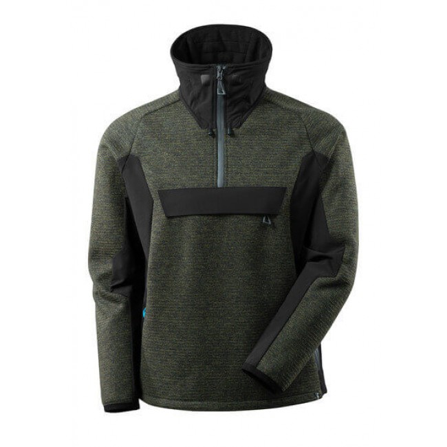Knitted Jacket with half zip moss green/black Knitted Jacket with half zip moss green/black