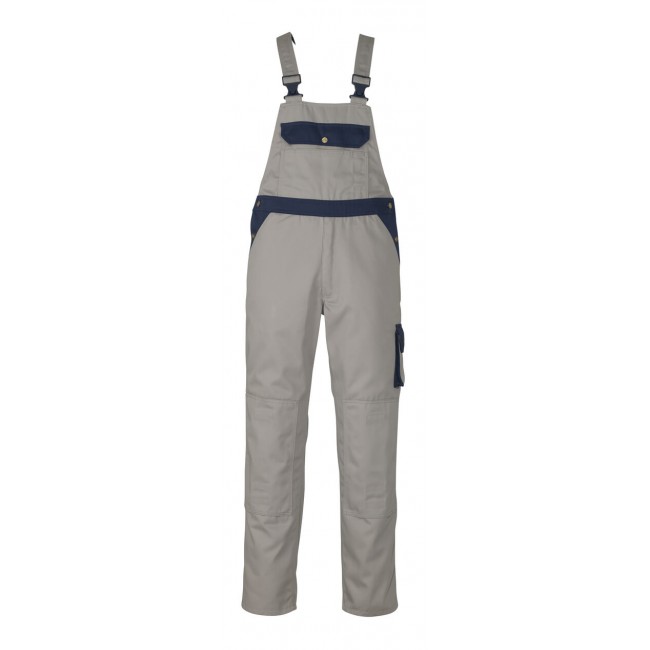 Bib & Brace with kneepad pockets light grey/navy