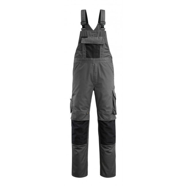 Bib & Brace with kneepad pockets dark anthracite/black