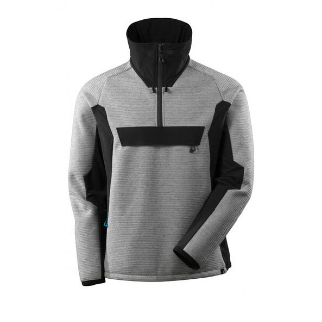 Knitted Jacket with half zip grey-flecked/black Knitted Jacket with half zip grey-flecked/black