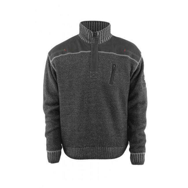 Knitted Jumper with half zip light anthracite